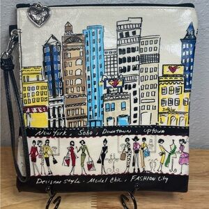 BRIGHTON  New York City COSMETIC Slender COATED CANVAS Wristlet Bag